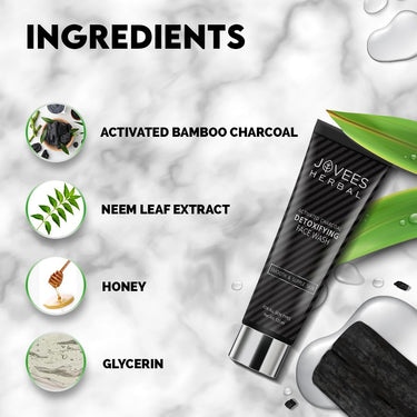 Jovees Herbal Activated Charcoal Detoxifying Face Wash For Anti Pollution, Deep Pore Cleansing, Oil Control, Removes Dirt & Impurities | Suitable for Acne Prone Skin 120 ML